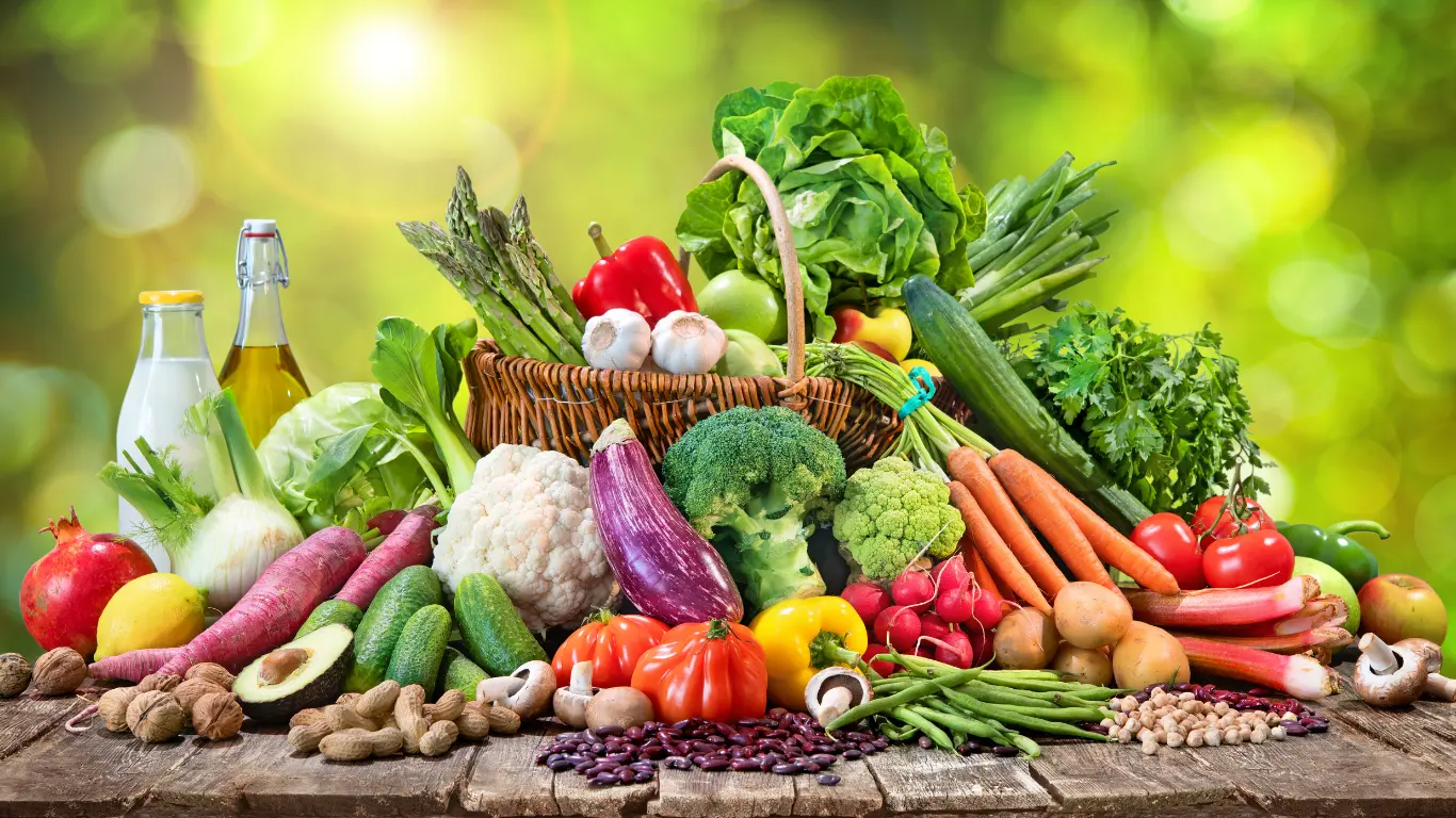 collage image of healthy foods and exercise as part of Permen Naturopathic Purification Program